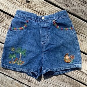 Disney Blue Denim Shorts with Embroidery